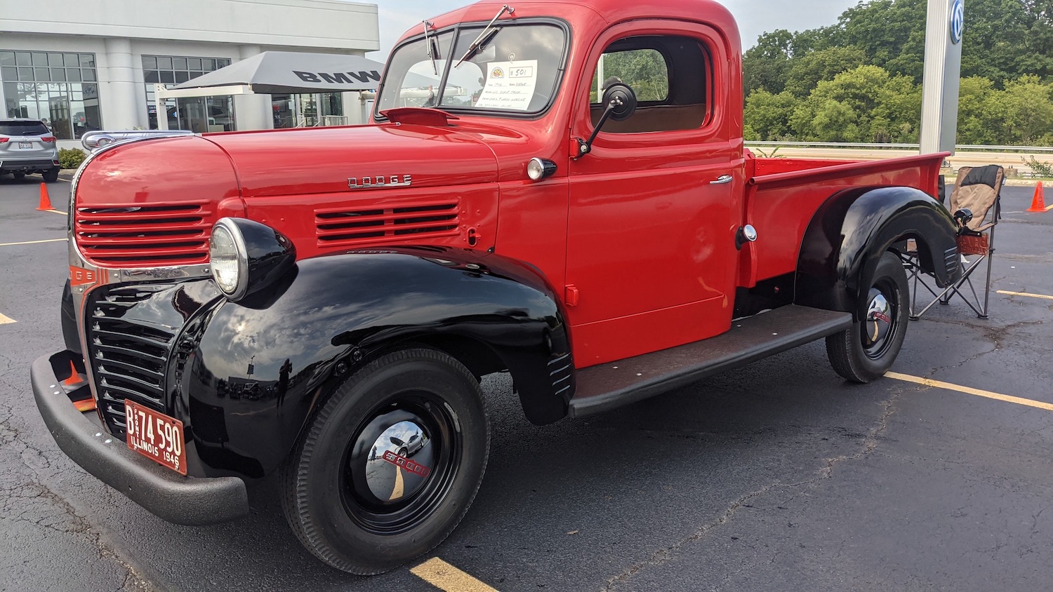 Red 1940s Dodge Pickup truck
